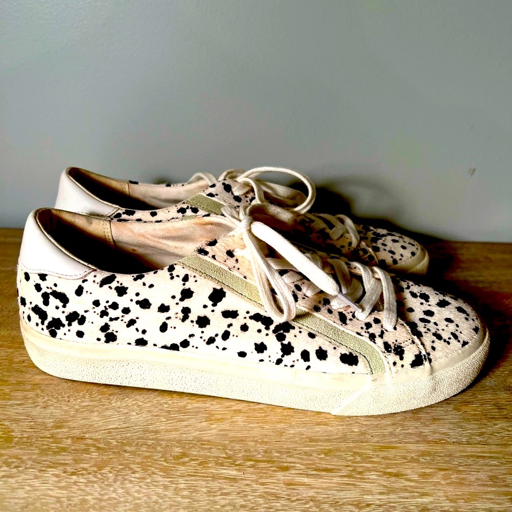 Madewell Sidewalk Low Top Sneaker in spatter Painted Calf Hair Size 8